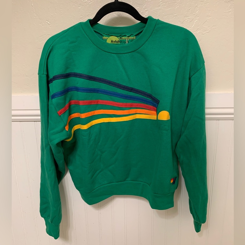 Aviator Nation Daydream Relaxed Crew Sweatshirt - Kelly Green - Extra Small